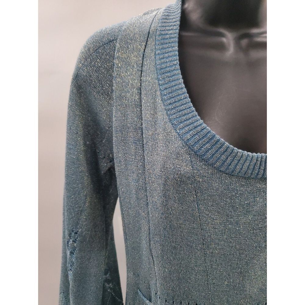 Jonathan Martin Dress Women's Size 12 Smoky Blue Gold Shimmer‎ 3/4 Sleeve